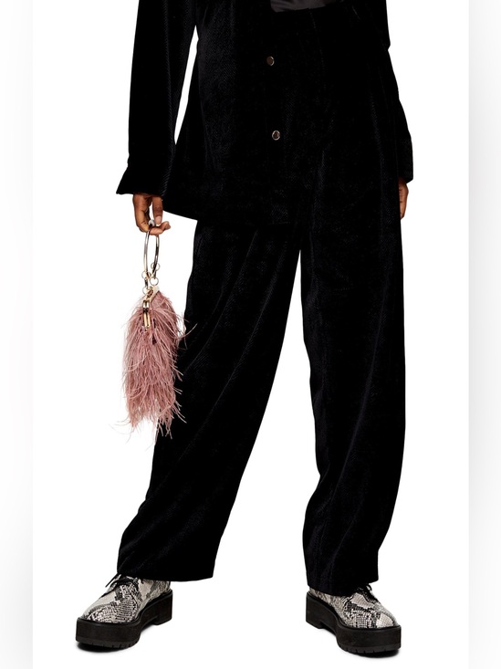 Topshop Pants - Topshop Herringbone Velvet Wide Leg Trousers, Blk, Size 12 US (fits like 14)